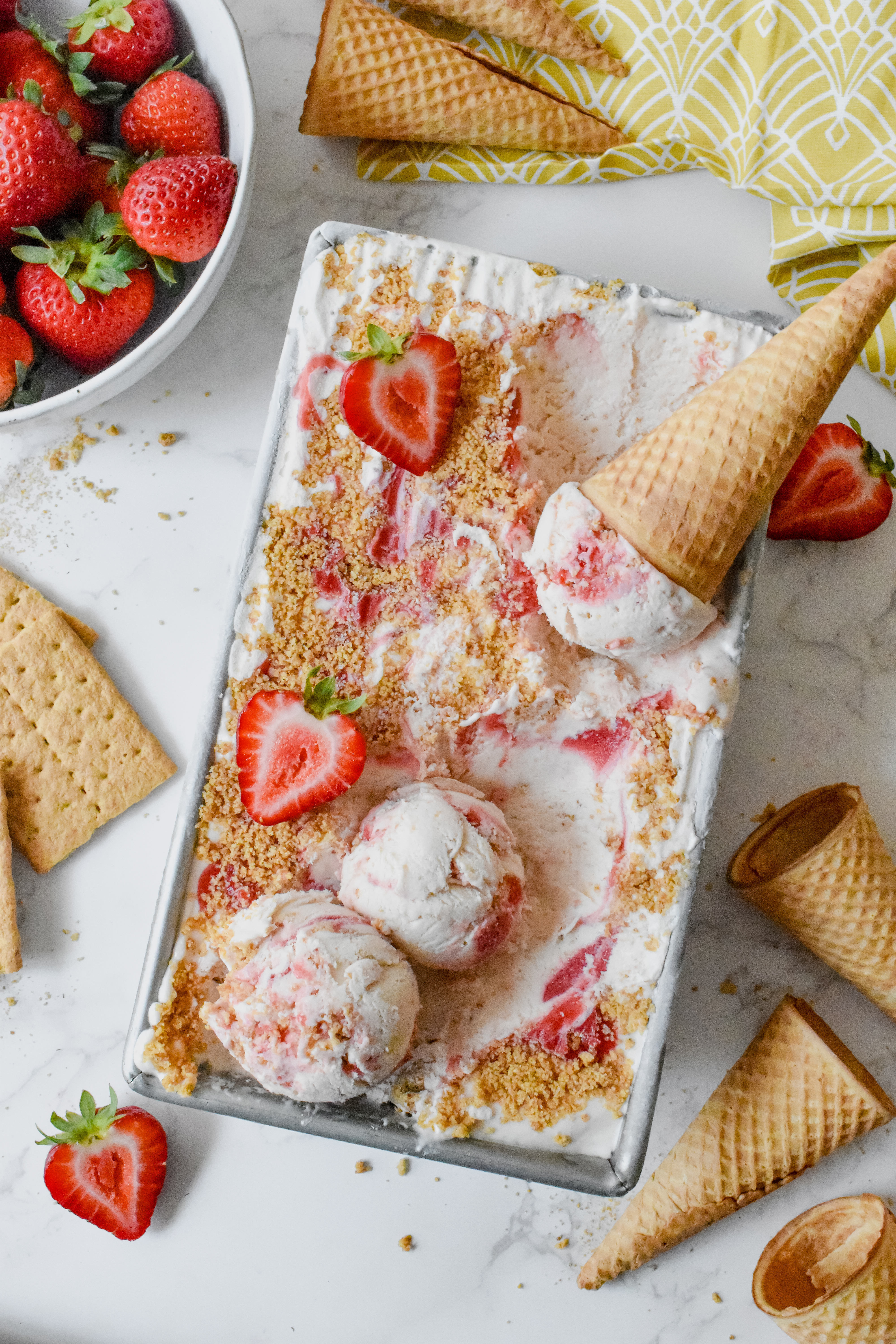 No Churn Strawberry Cheesecake Ice Cream
